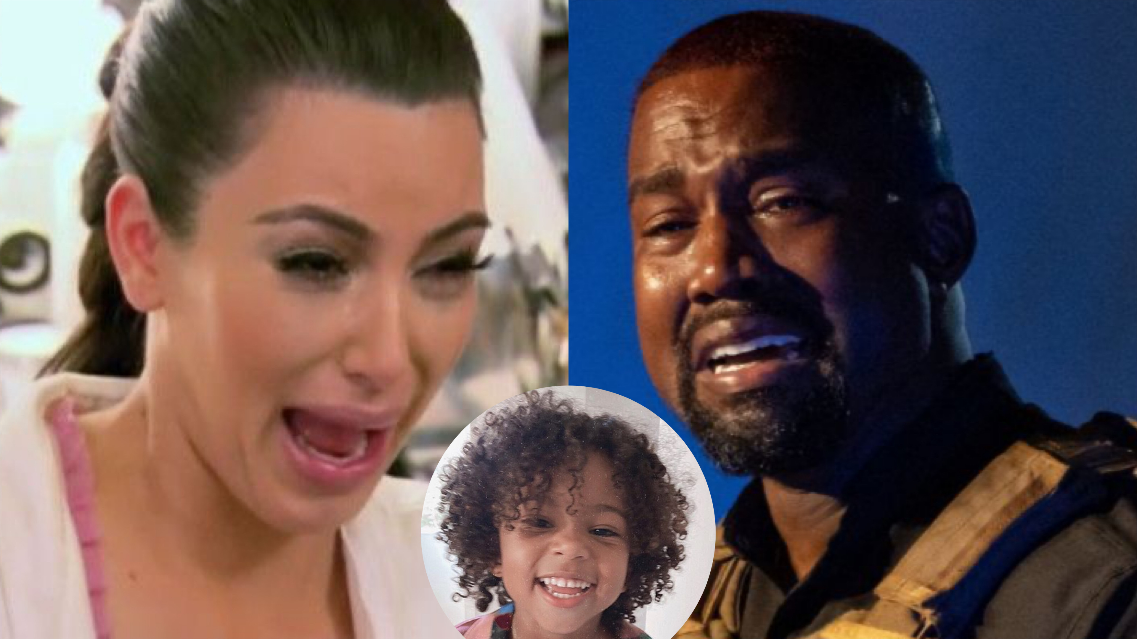 Kim kardashian et son fils saint et Kanye West